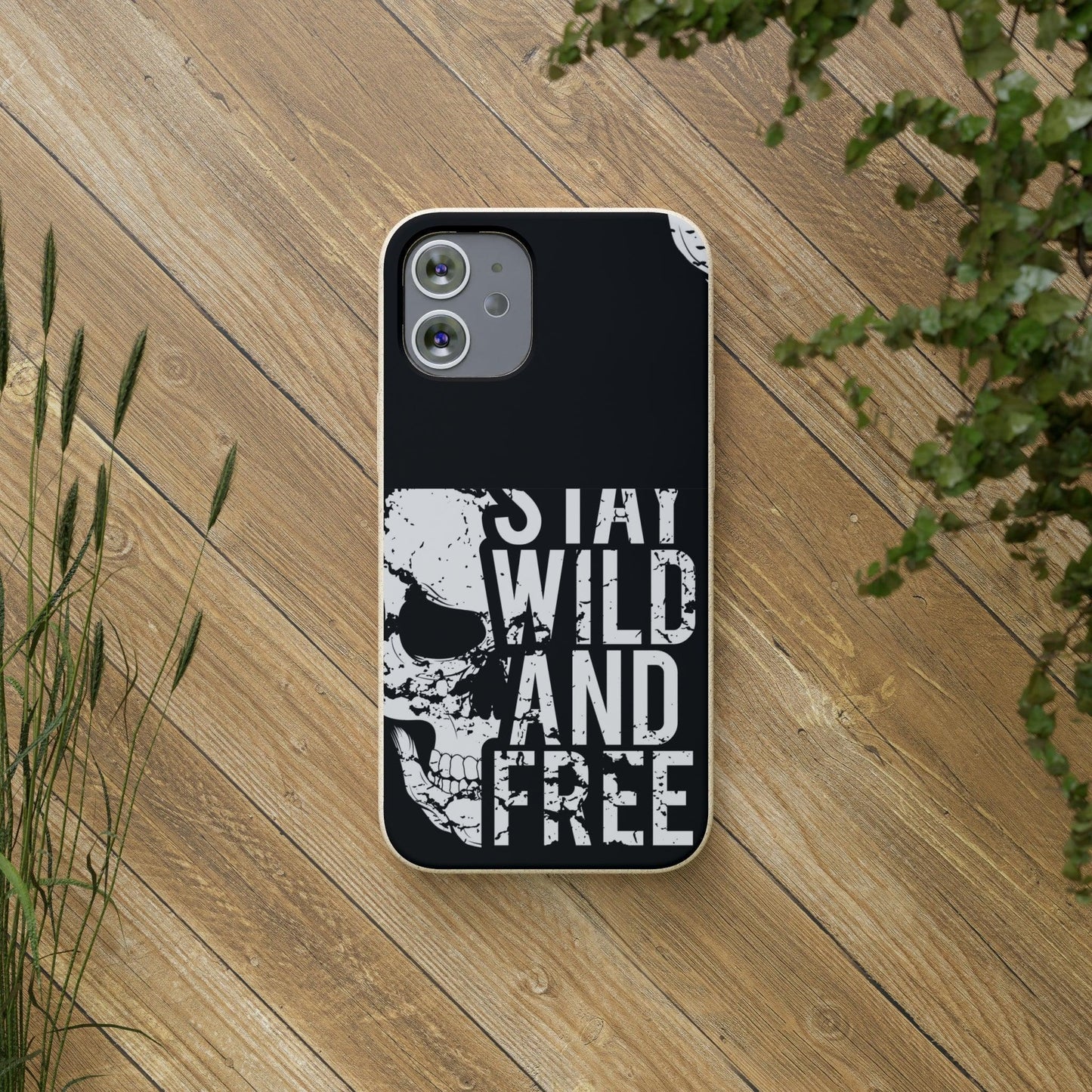 Stay Wild And Free Skull Biodegradable Cases