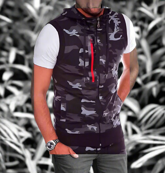 "Jacked Ghost Camo" Sleeveless Hooded Vest – Bodybuilding Street Armor for Savage Trips & Summer Mayhem