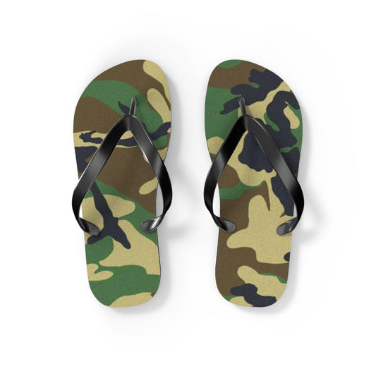 Ladies Green Camouflage Flip Flops