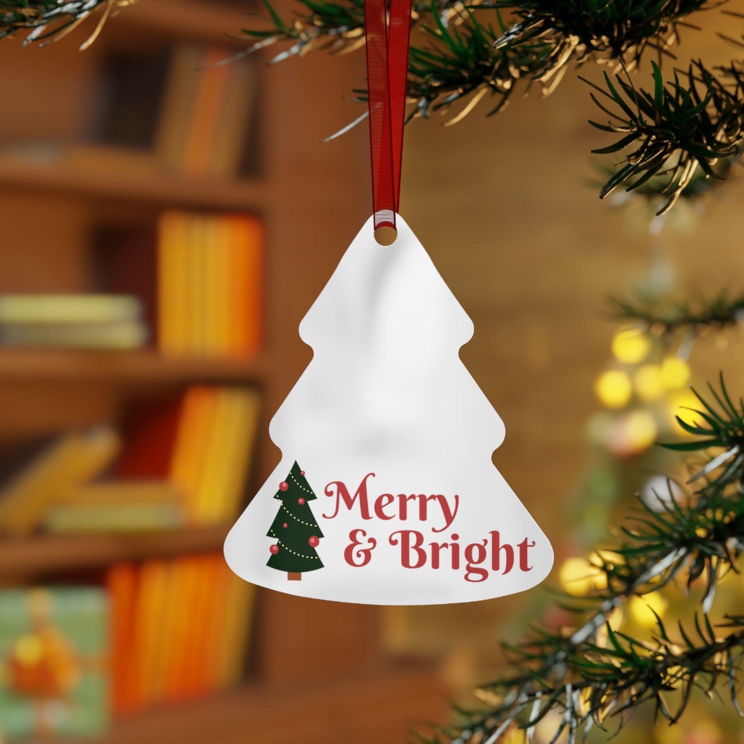 Merry & Bright Christmas Tree Metal Ornaments