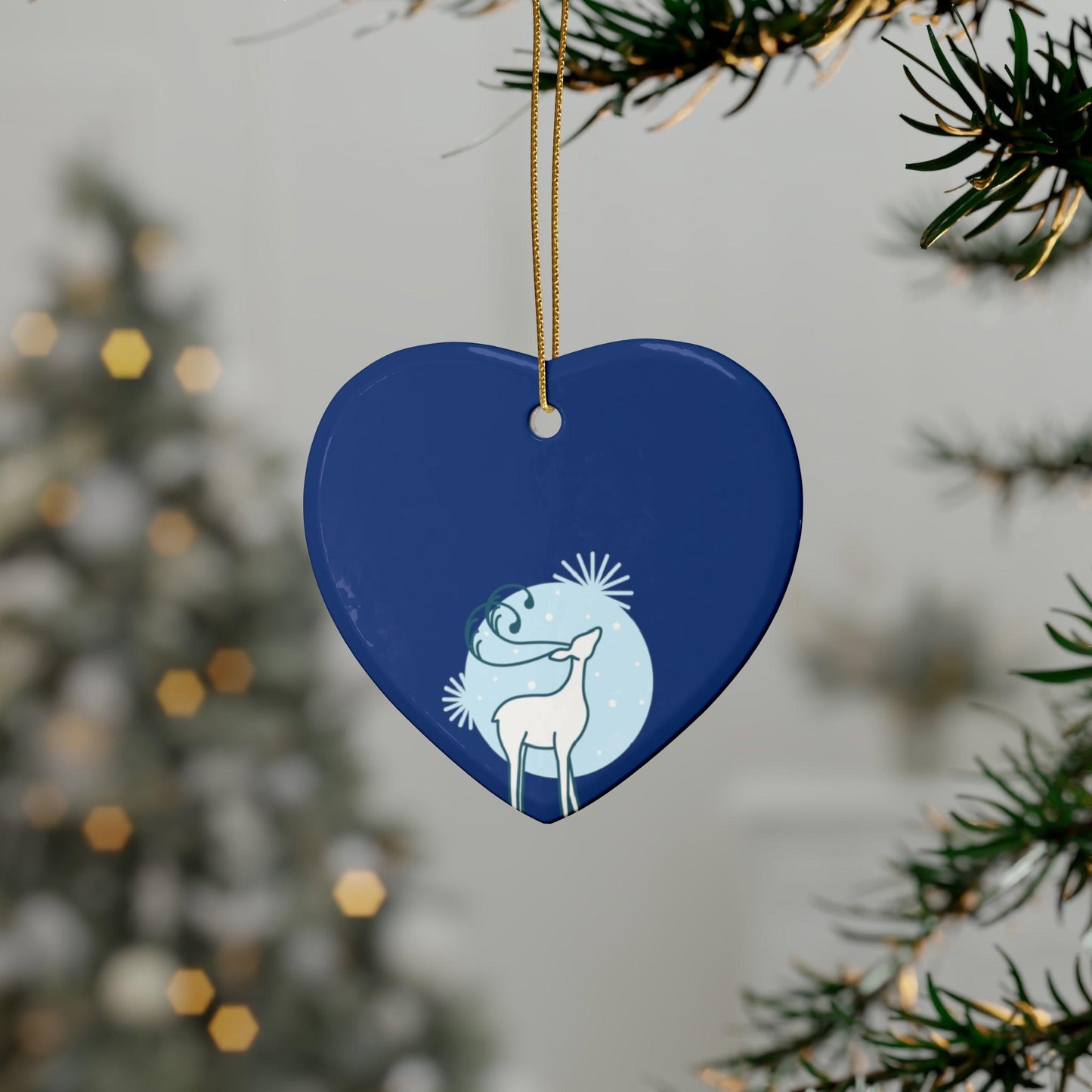 Blue Christmas Tree Reindeer Ceramic Ornaments (1pcs, 5pcs, 10pcs, 20pcs)