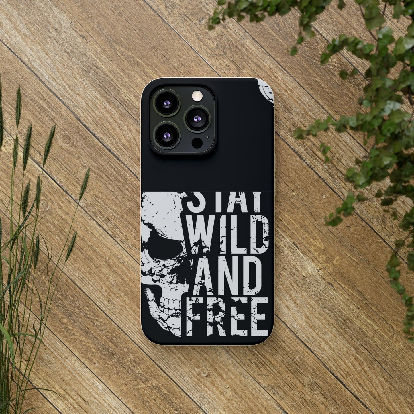 Stay Wild And Free Skull Biodegradable Cases