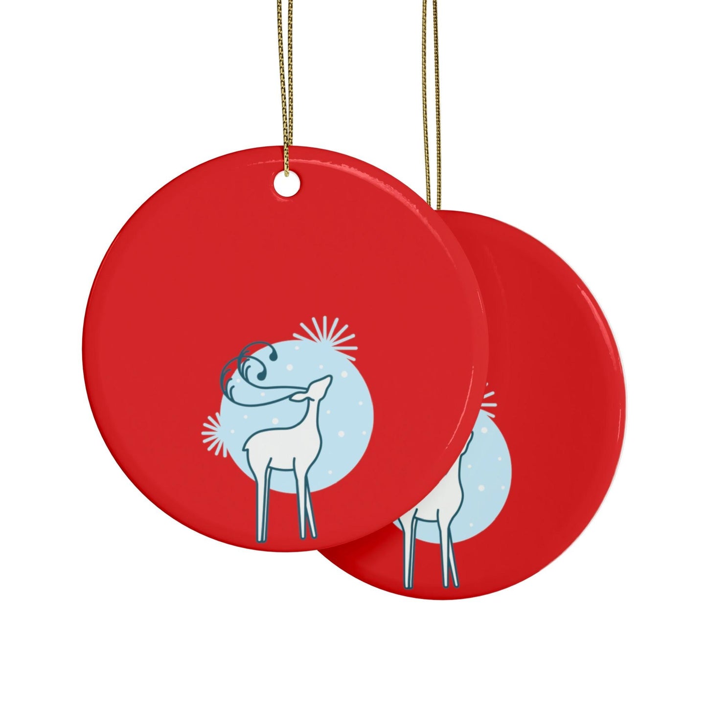 Red Christmas Tree Reindeer Ceramic Ornaments (1pcs, 5pcs, 10pcs, 20pcs)