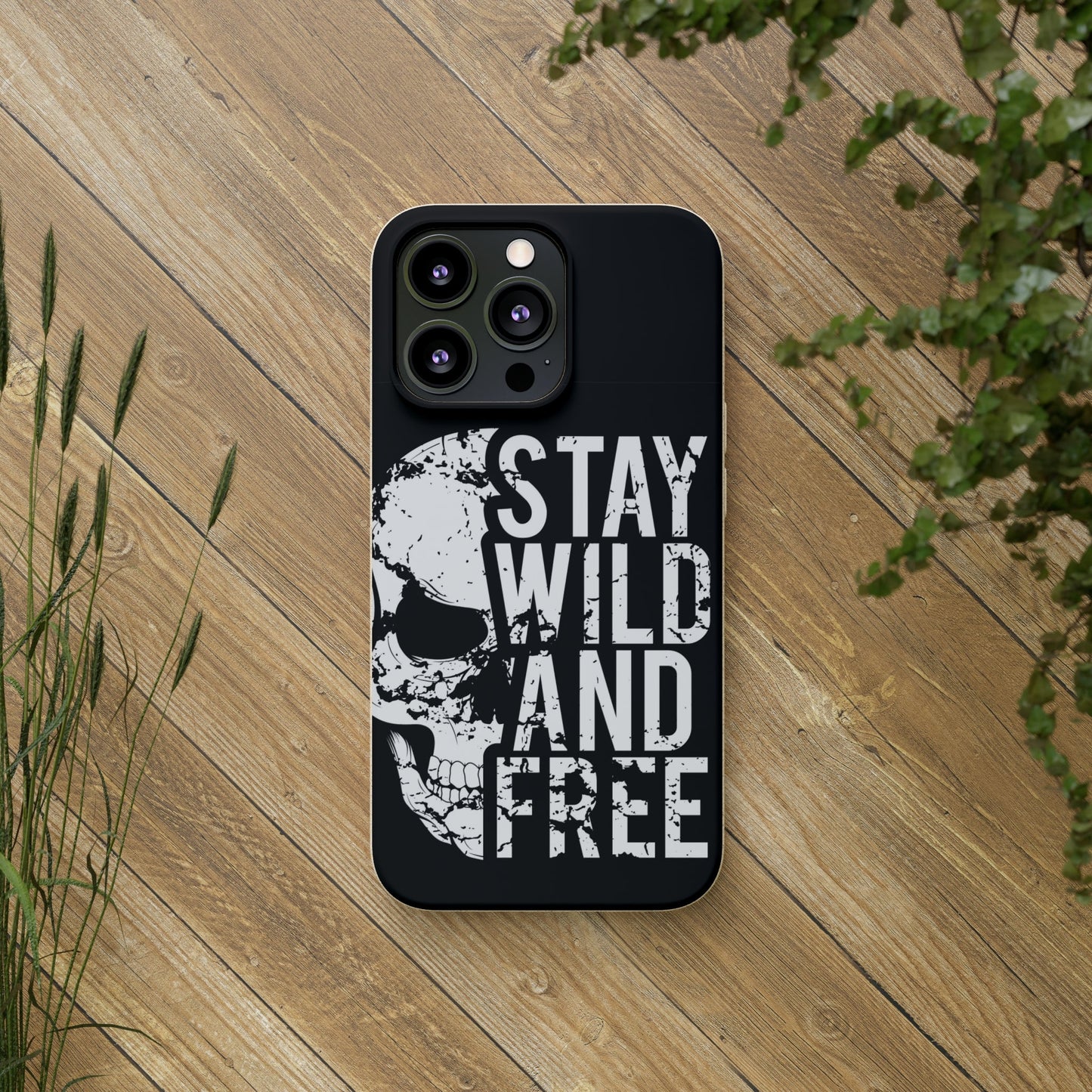 Stay Wild And Free Skull Biodegradable Cases