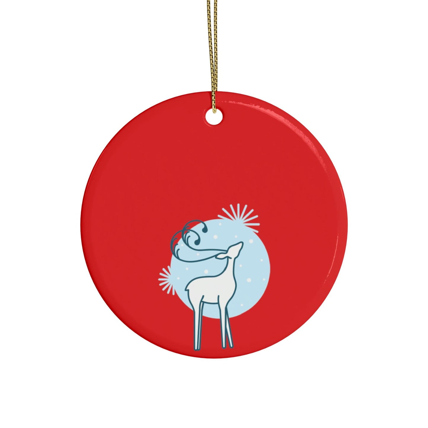 Red Christmas Tree Reindeer Ceramic Ornaments (1pcs, 5pcs, 10pcs, 20pcs)