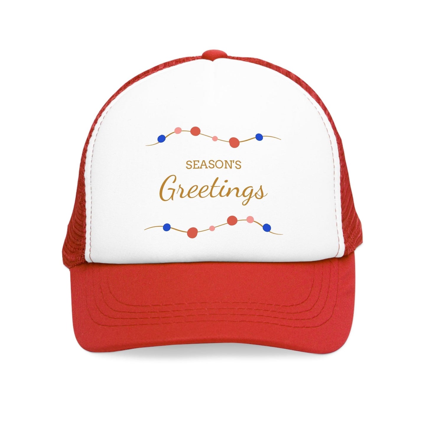 Seasons Greetings Strings of Christmas Lights Mesh Cap