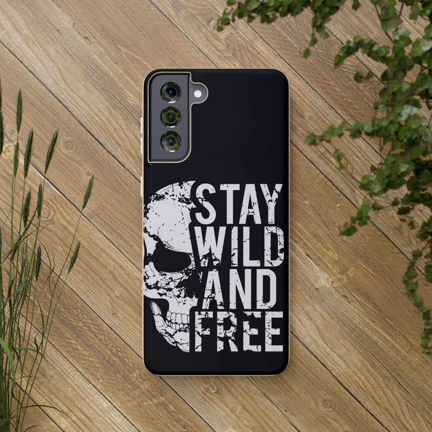 Stay Wild And Free Skull Biodegradable Cases