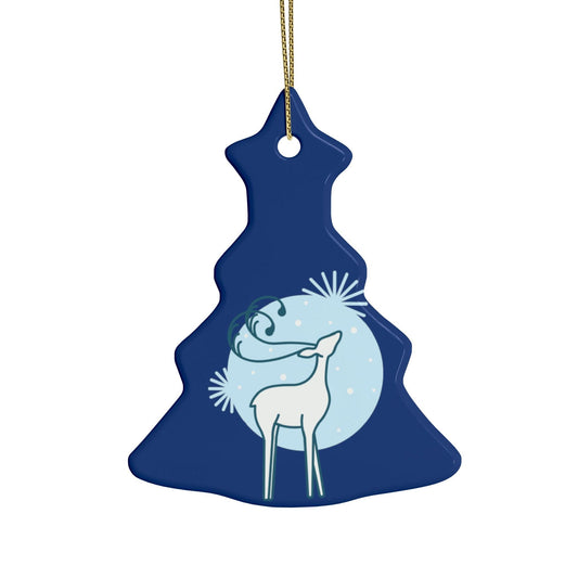 Blue Christmas Tree Reindeer Ceramic Ornaments (1pcs, 5pcs, 10pcs, 20pcs)