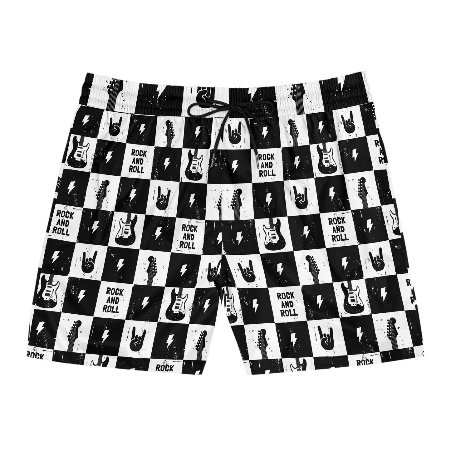 Men's Rock and Roll Squares Mid-Length Swim Shorts