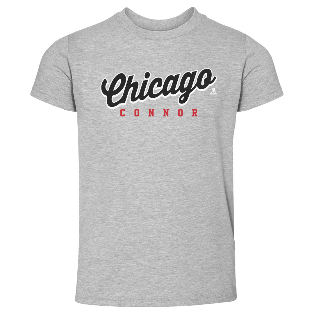 Connor Bedard Chicago Script Connor WHT