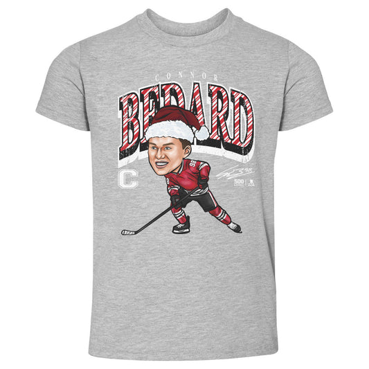 Connor Bedard Chicago Cartoon Santa Hat WHT