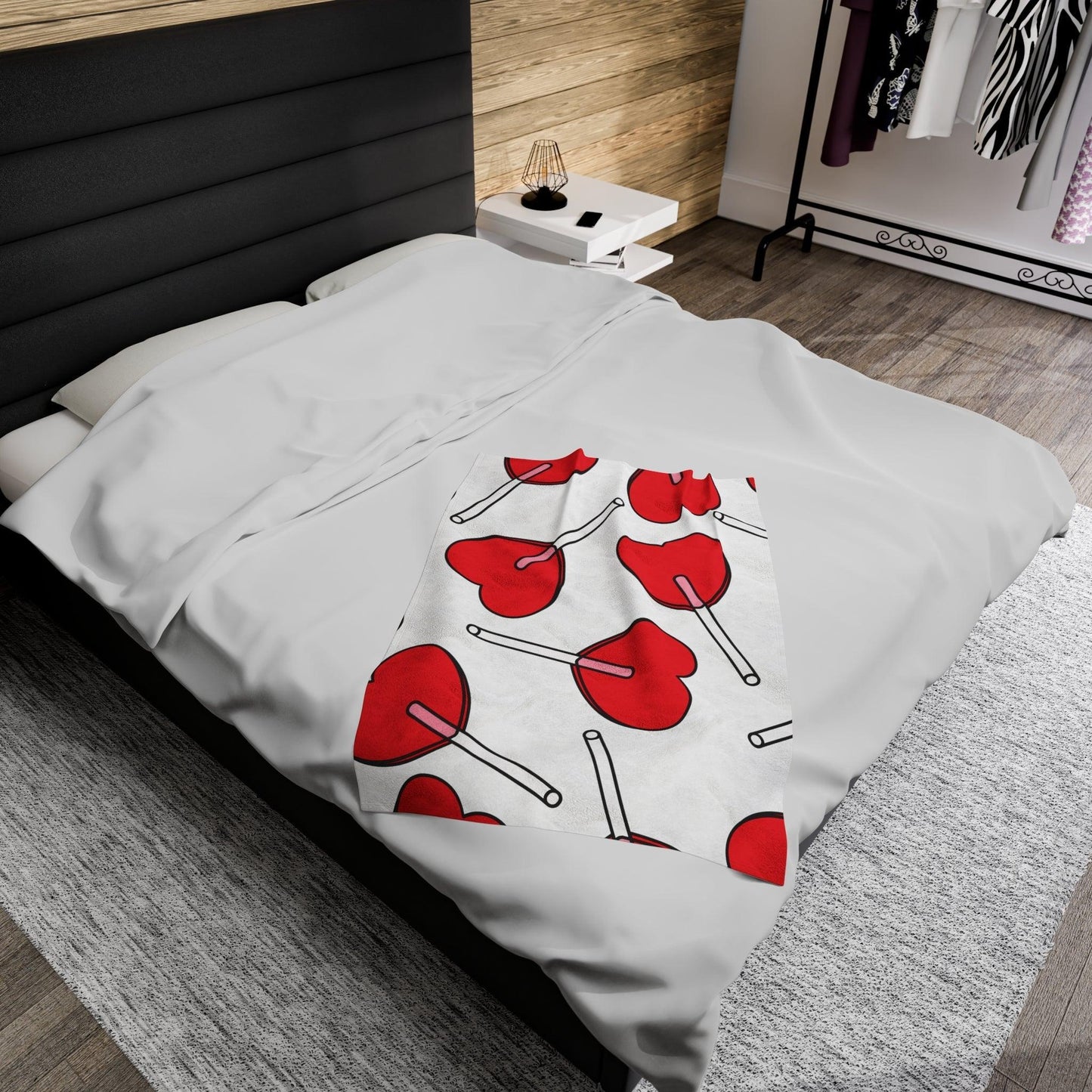 Valentine's Day Heart Lollipop Velveteen Plush Blanket