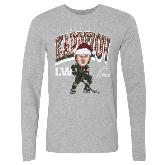 Kirill Kaprizov Minnesota Cartoon Santa Hat WHT