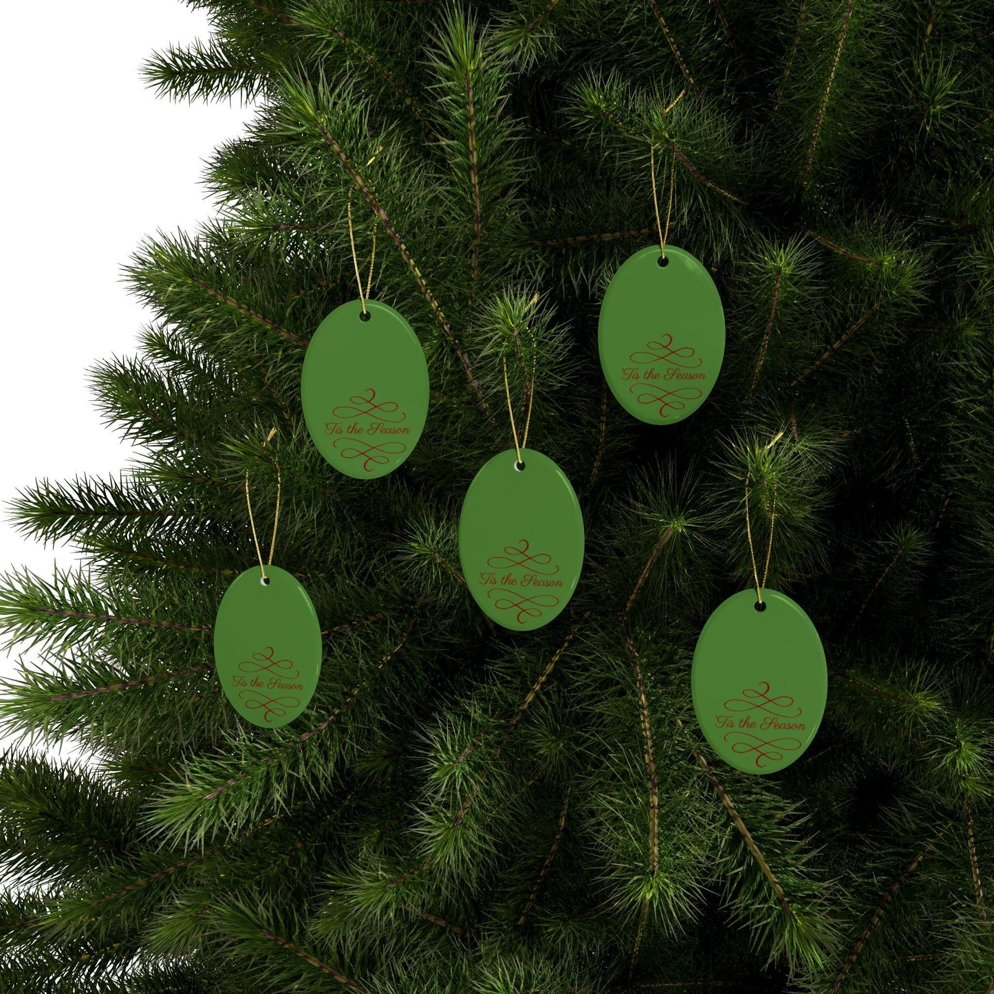 Tis The Season Christmas Tree Ceramic Ornaments (1pcs, 5pcs, 10pcs, 20pcs)