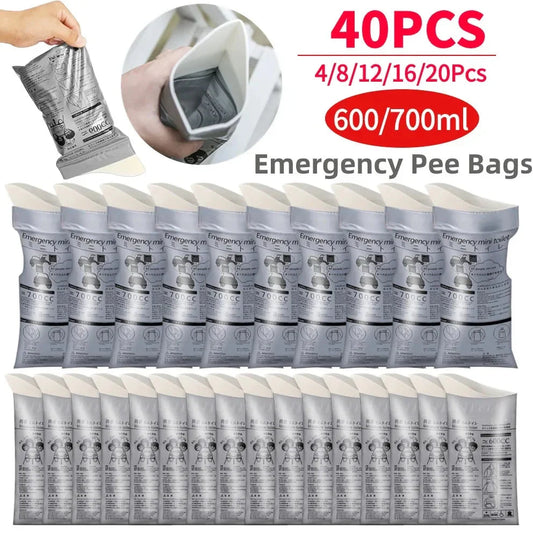 GoTime Bags – 4–40Pc Travel Pee & Emergency Urine Bags for Men, Women & Kids | 600ml/700ml Portable Leakproof Mini Toilets