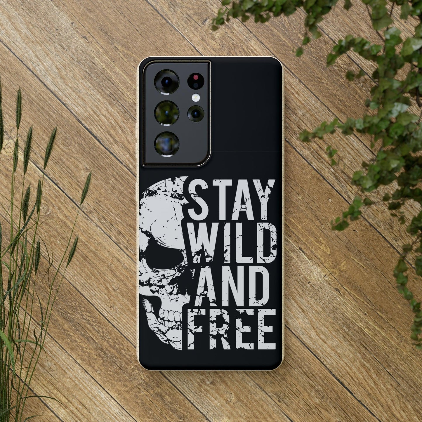Stay Wild And Free Skull Biodegradable Cases