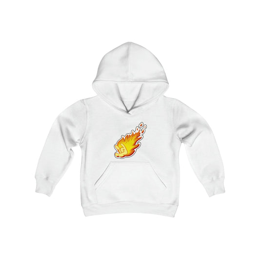 Flaming Love Hand Gesture Youth Heavy Blend Hooded Sweatshirt