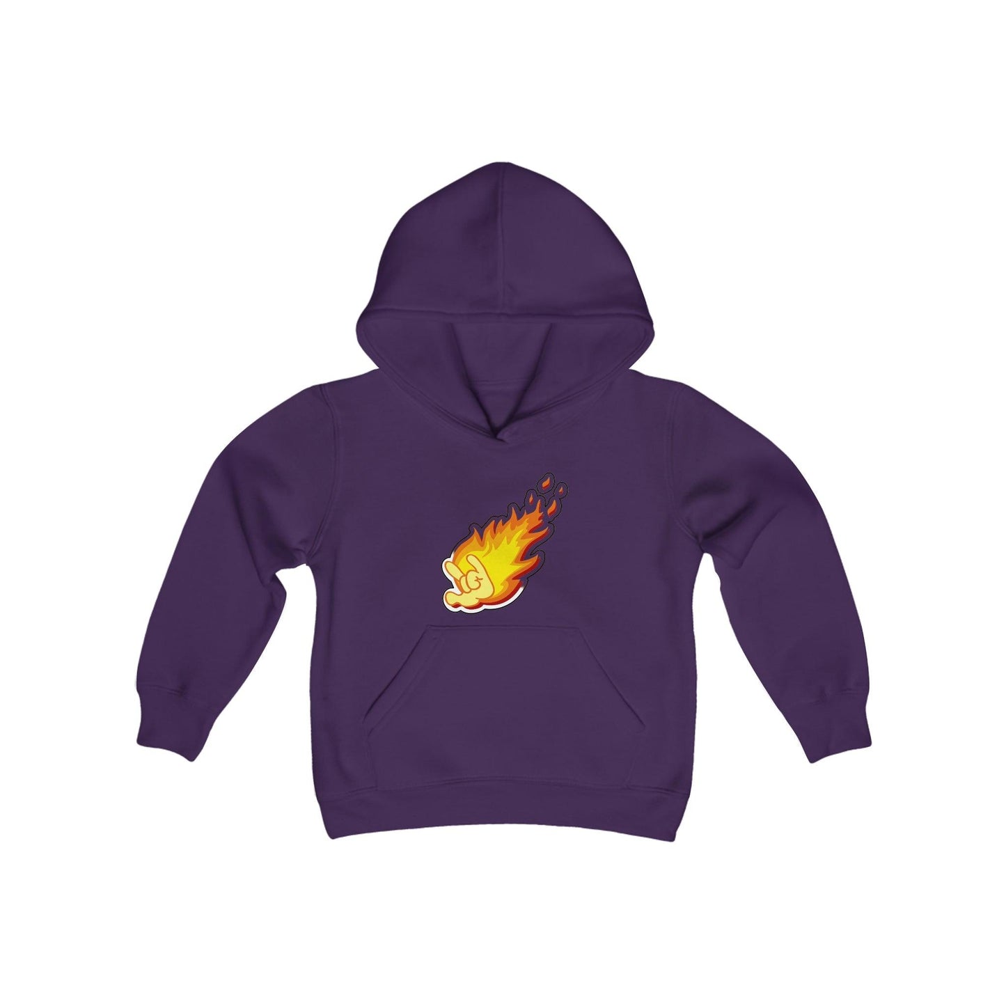 Flaming Love Hand Gesture Youth Heavy Blend Hooded Sweatshirt