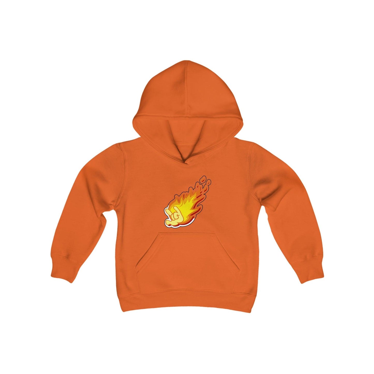 Flaming Love Hand Gesture Youth Heavy Blend Hooded Sweatshirt