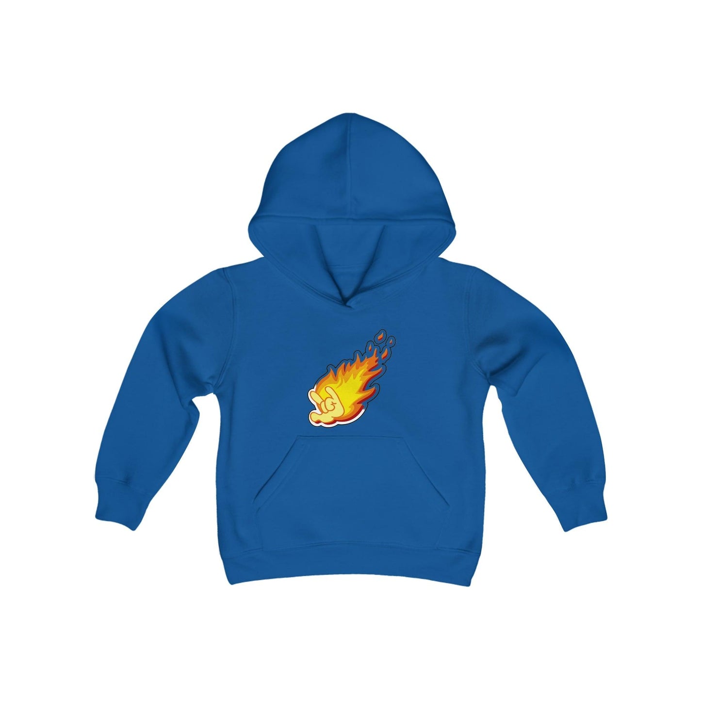 Flaming Love Hand Gesture Youth Heavy Blend Hooded Sweatshirt