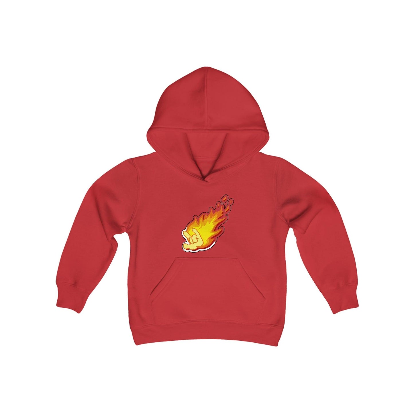 Flaming Love Hand Gesture Youth Heavy Blend Hooded Sweatshirt