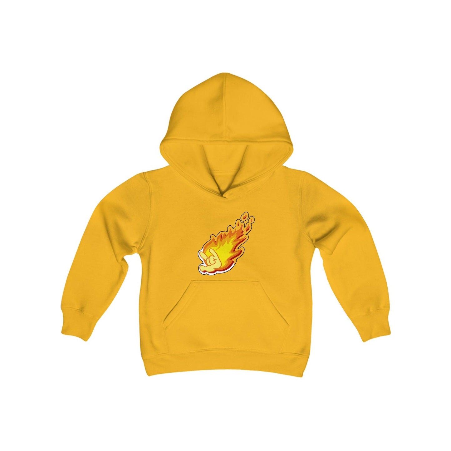 Flaming Love Hand Gesture Youth Heavy Blend Hooded Sweatshirt