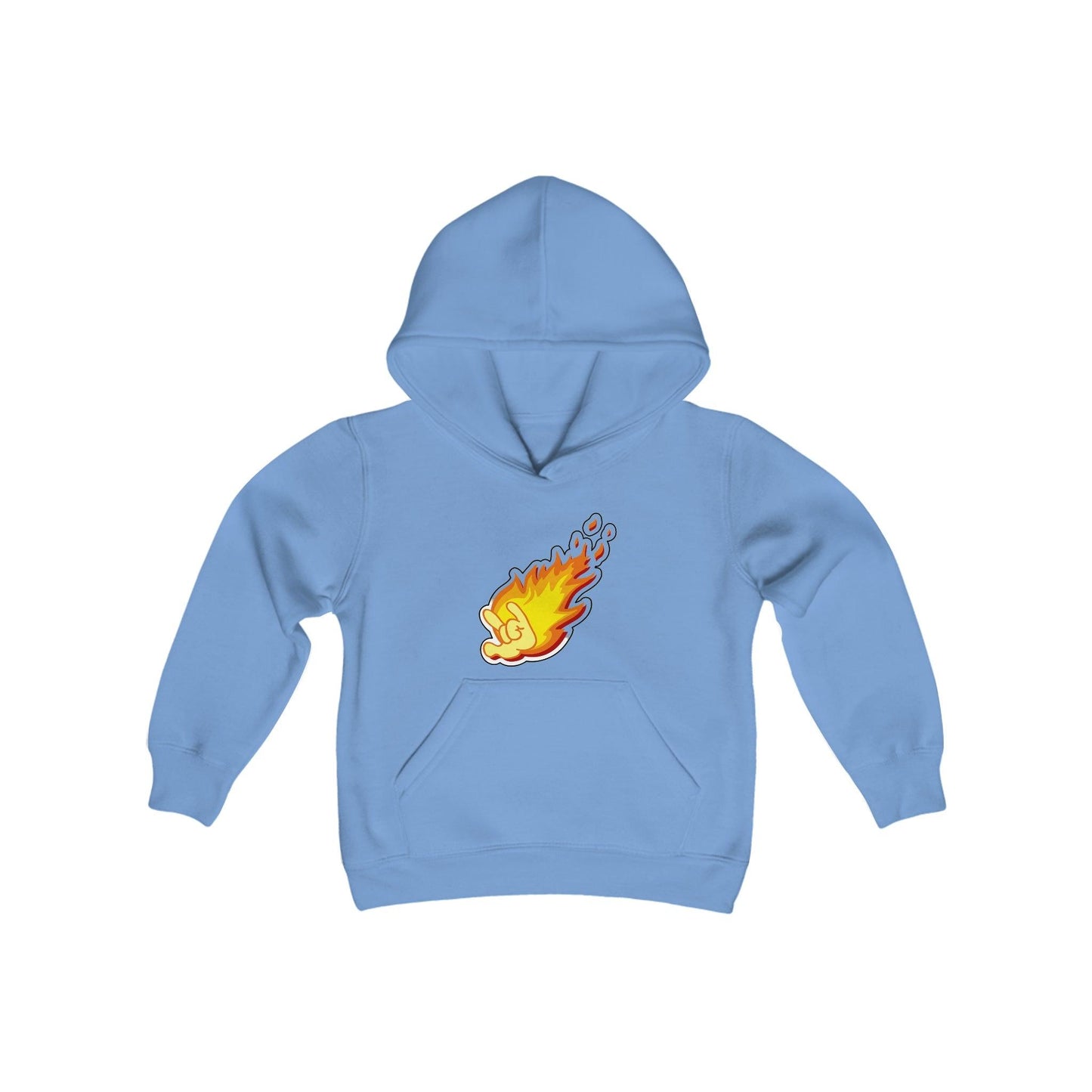 Flaming Love Hand Gesture Youth Heavy Blend Hooded Sweatshirt