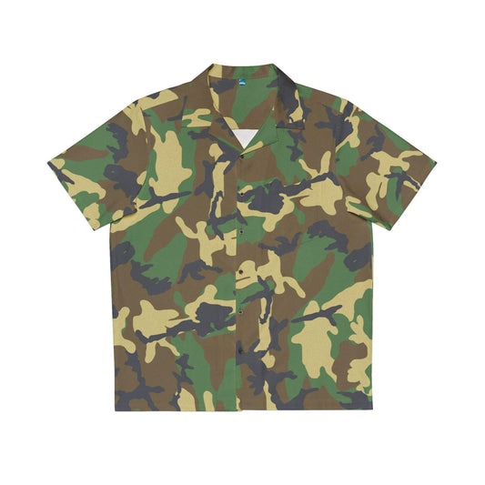 Green Camouflage Men’s Hawaiian Riot Shirt – Heavy Metal Summer Camo Vibes