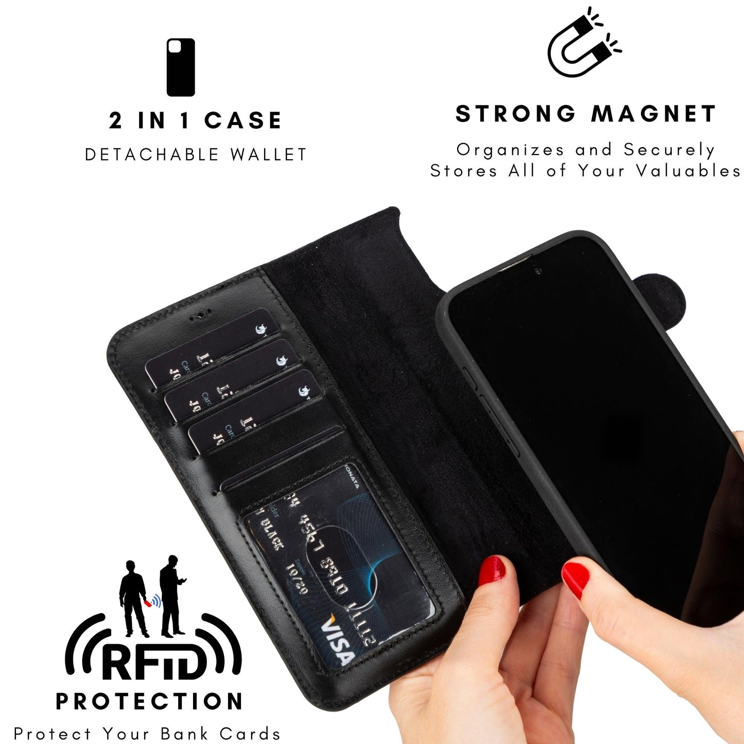 Casper iPhone 14 Series Detachable Leather Wallet Case