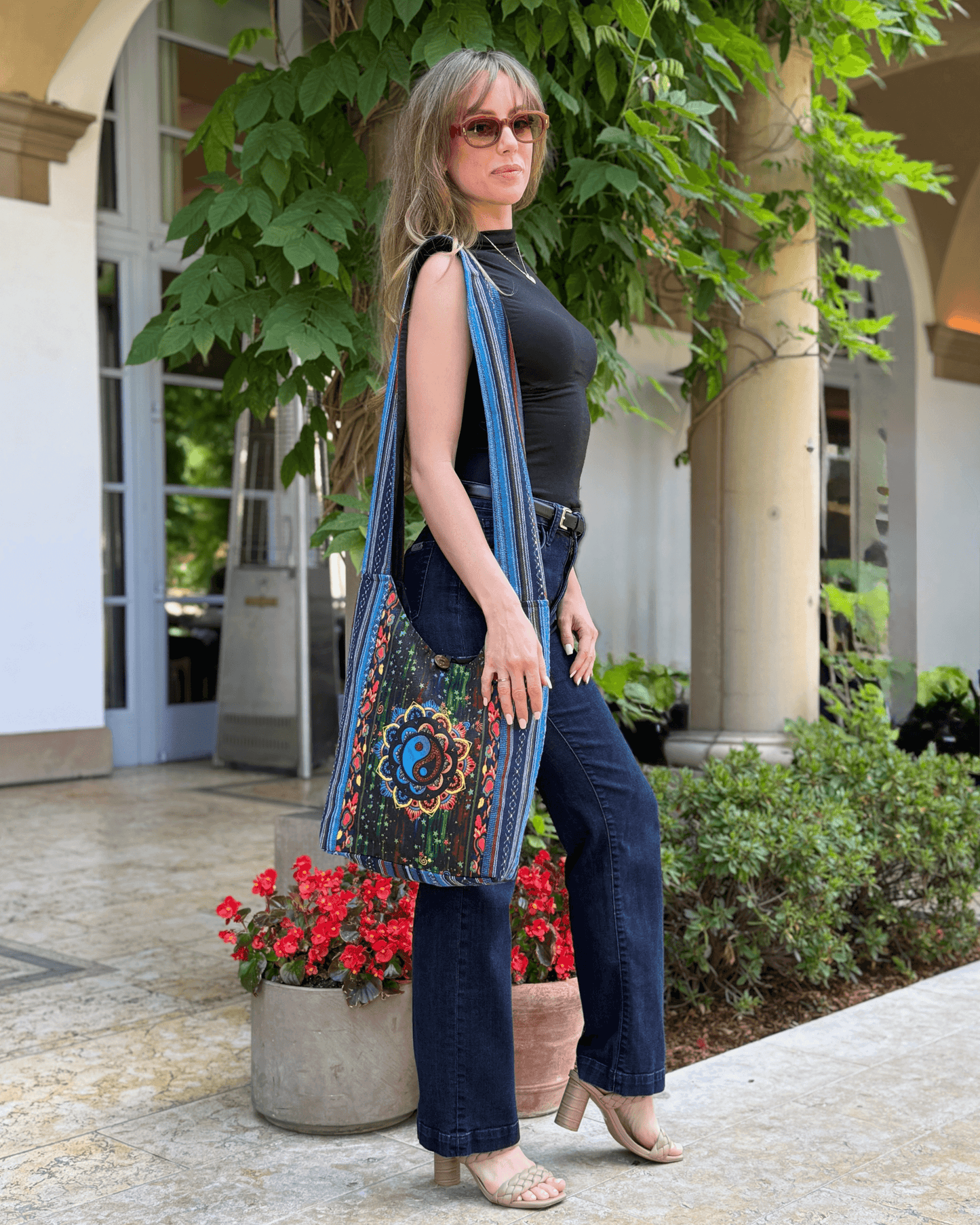 Kathmandu Collection Yin Yang Print Hobo Bag