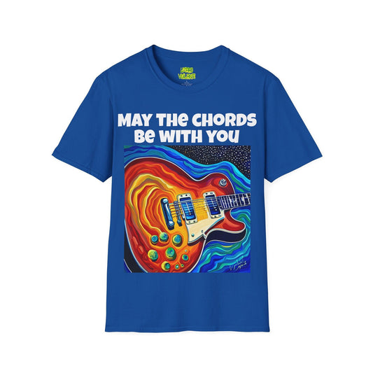 May The Chords Be With You Unisex Softstyle T-Shirt With Psychedelic Guitar Graphic