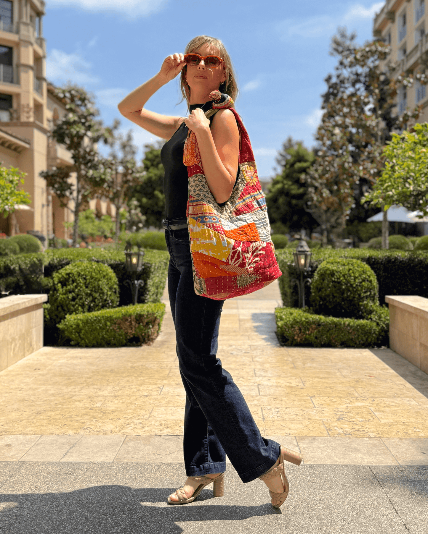 Kathmandu Collection Kantha Patchwork Hobo Bag
