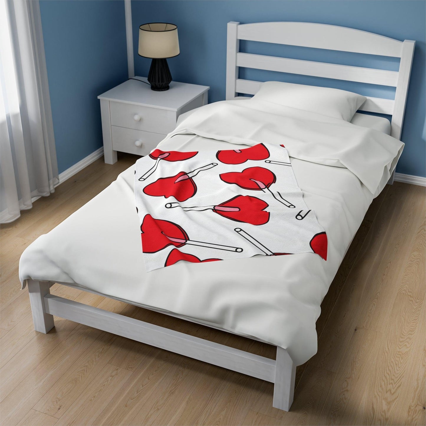 Valentine's Day Heart Lollipop Velveteen Plush Blanket