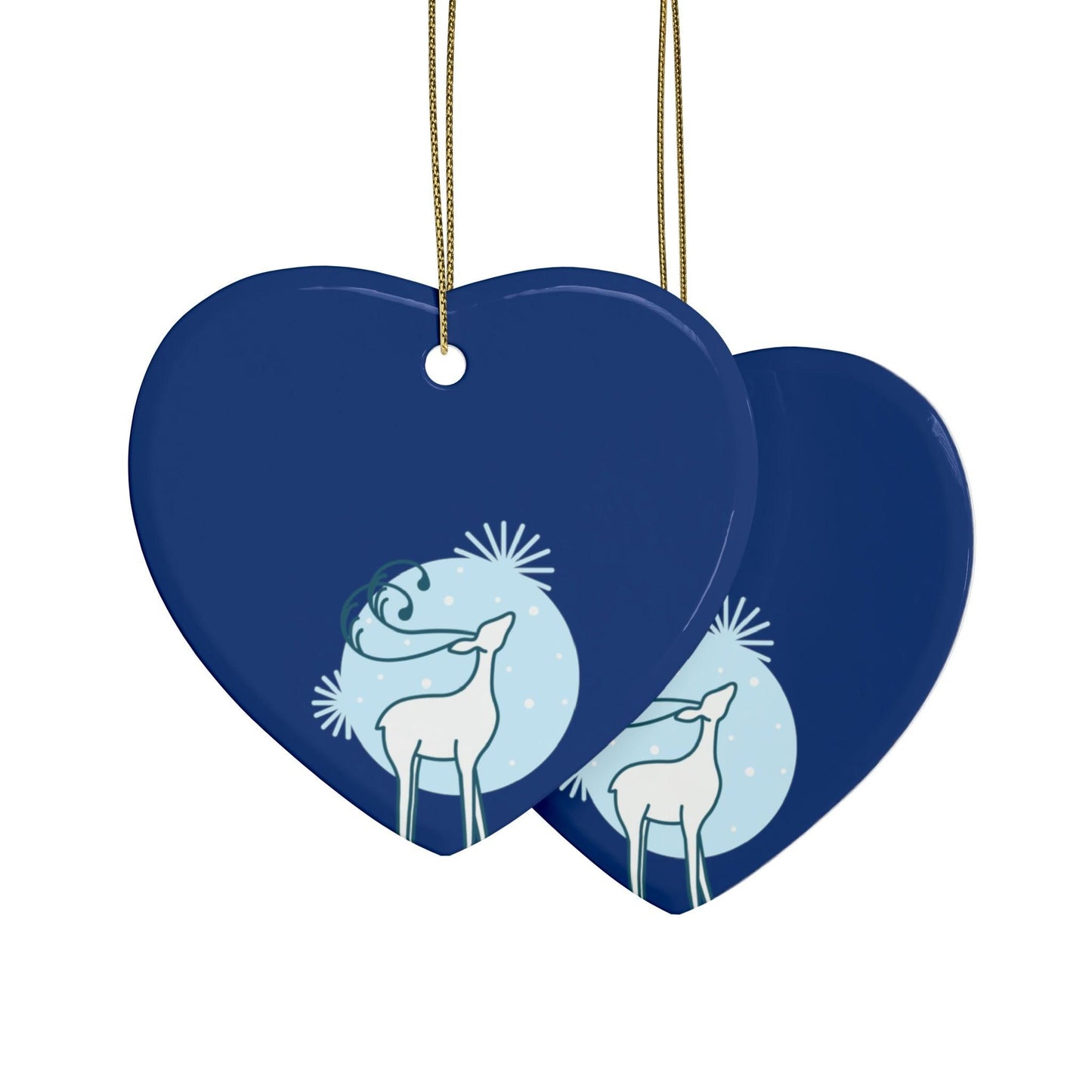 Blue Christmas Tree Reindeer Ceramic Ornaments (1pcs, 5pcs, 10pcs, 20pcs)