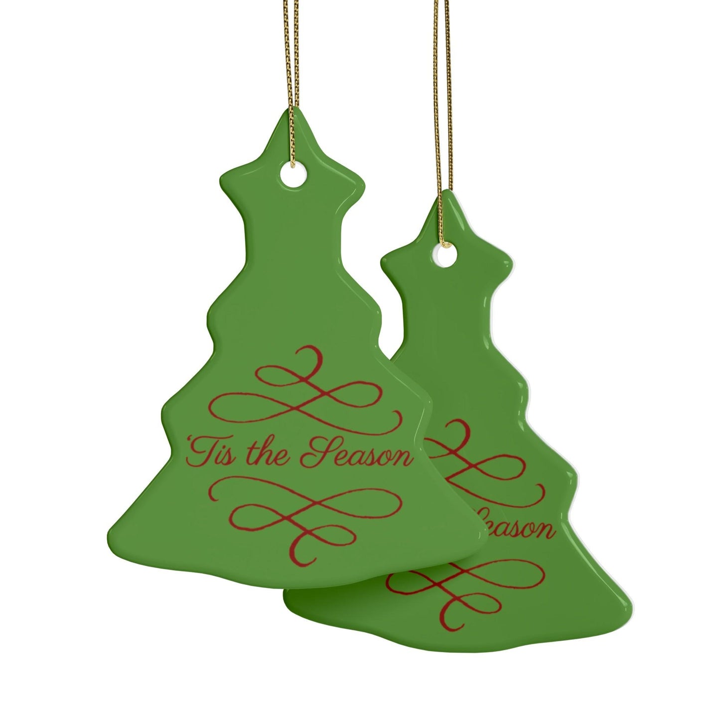 Tis The Season Christmas Tree Ceramic Ornaments (1pcs, 5pcs, 10pcs, 20pcs)