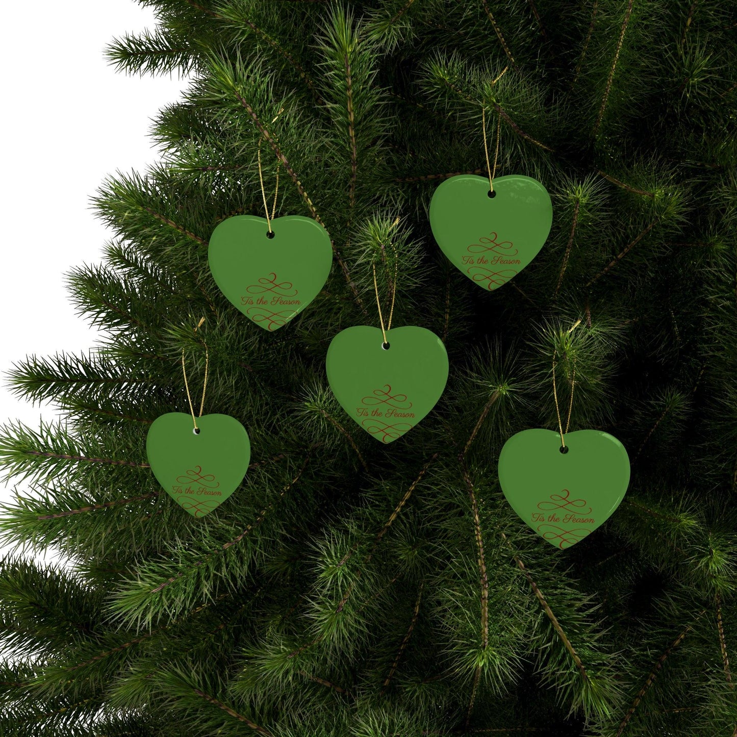 Tis The Season Christmas Tree Ceramic Ornaments (1pcs, 5pcs, 10pcs, 20pcs)