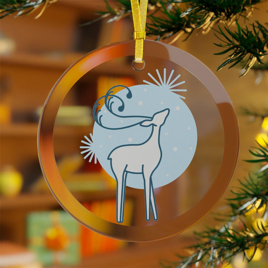 Christmas Tree Reindeer Glass Ornaments