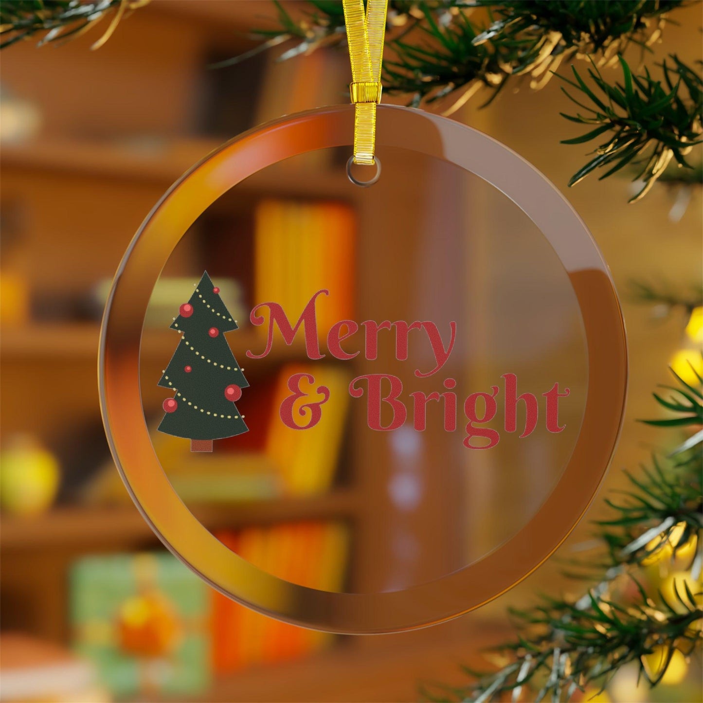Merry & Bright Christmas Tree Glass Ornaments