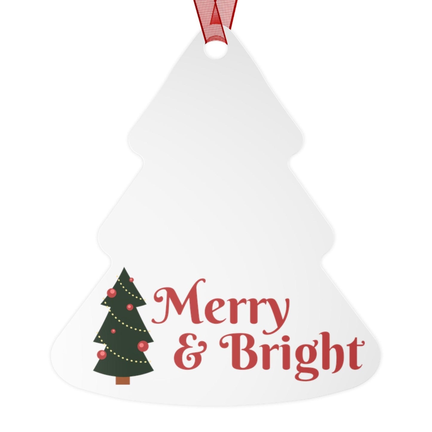 Merry & Bright Christmas Tree Metal Ornaments