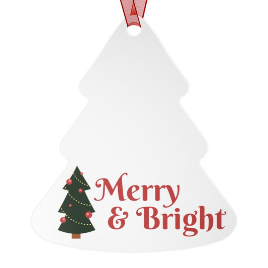 Merry & Bright Christmas Tree Metal Ornaments