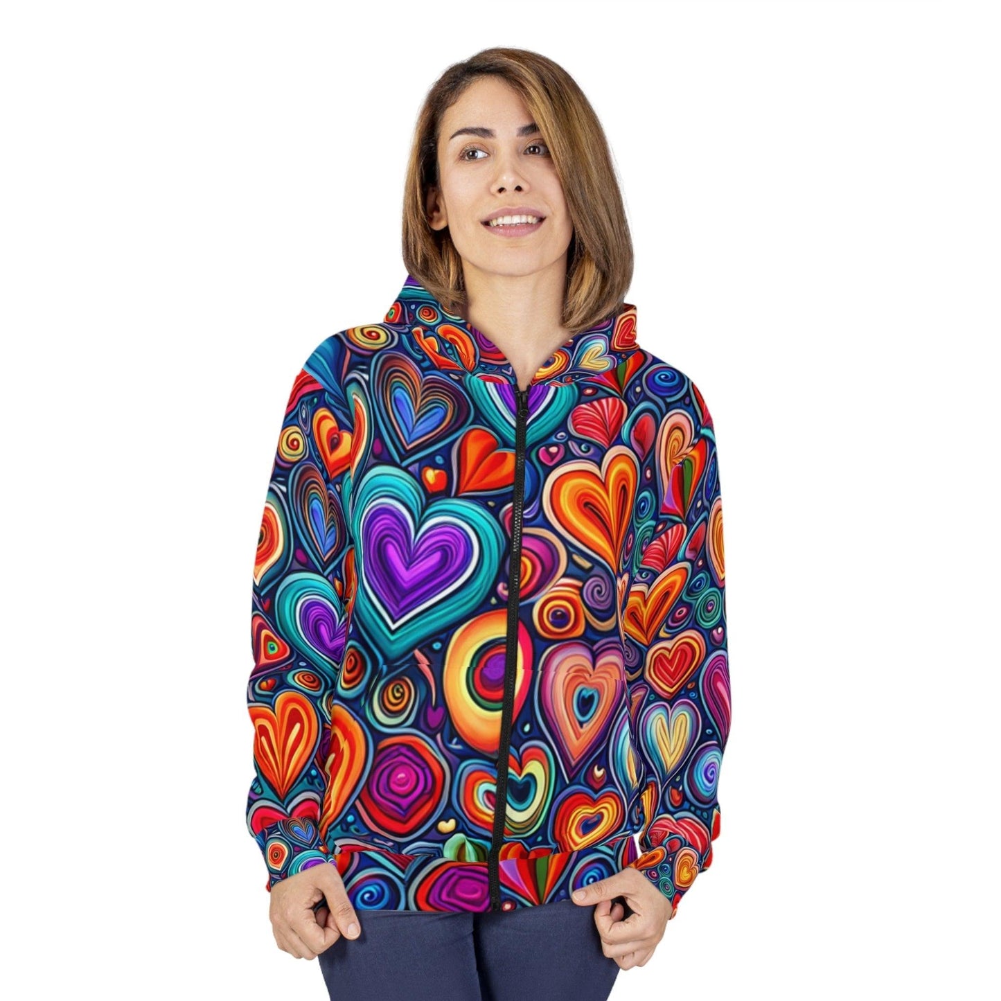 Much Love Unisex Zip Hearts Hoodie