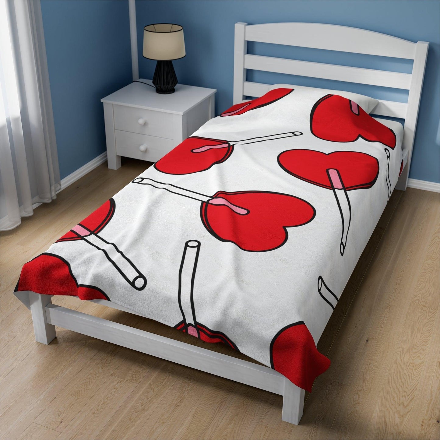 Valentine's Day Heart Lollipop Velveteen Plush Blanket