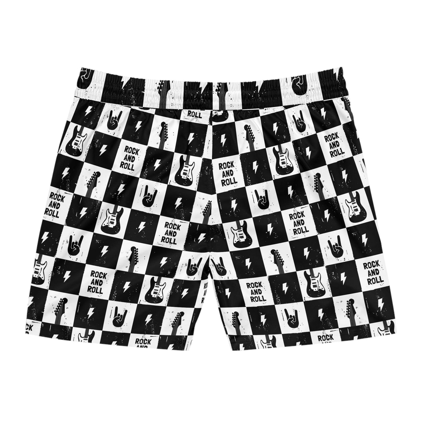 Men's Rock and Roll Squares Mid-Length Swim Shorts