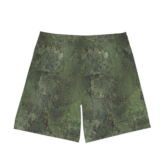Dirty Green Camo Army Men's Elastic Beach Shorts
