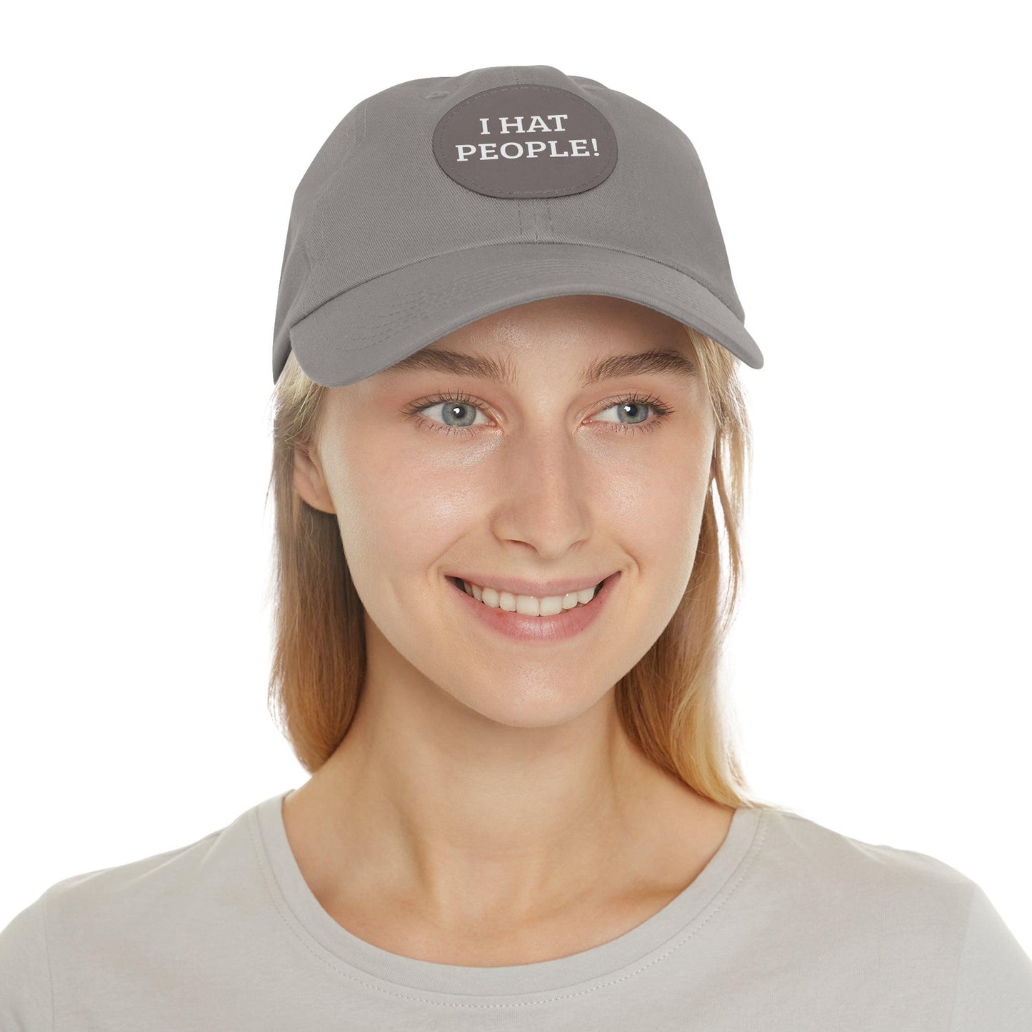 I HAT PEOPLE! Dad Hat with Leather Patch (Round)