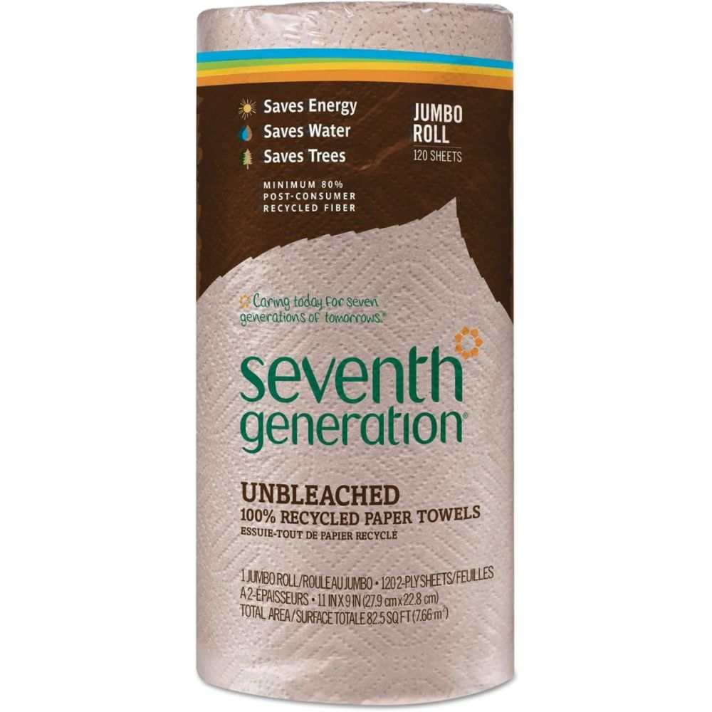 SEVENTH GENERATION: 100 Percent Recycled Paper Towels Unbleached, 1 ea