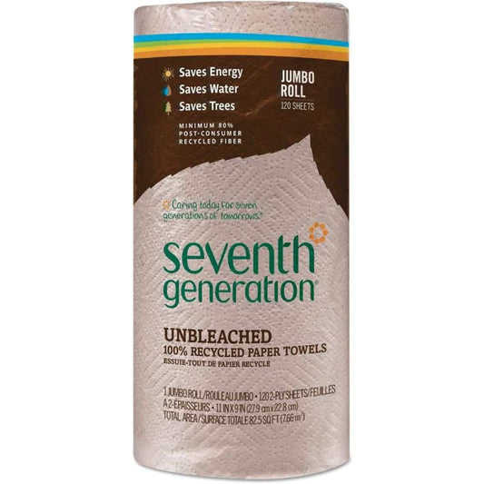 SEVENTH GENERATION: 100 Percent Recycled Paper Towels Unbleached, 1 ea