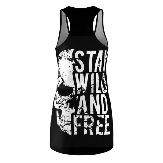 Stay Wild And Free Skull Women's Cut & Sew Racerback Dress (AOP)