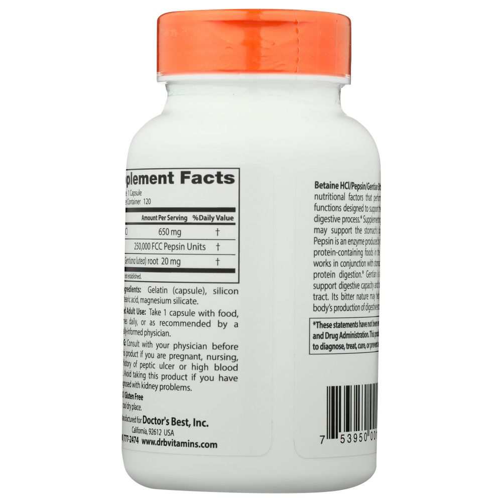 Betaine Hcl Pepsin - Doctors Best Bitter Supplement |Digestive Support