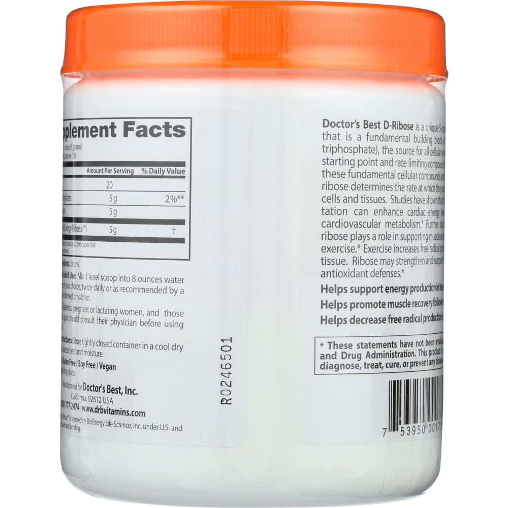 DOCTORS BEST D-Ribose Powder-Supports Cellular Energy| Muscle Recovery
